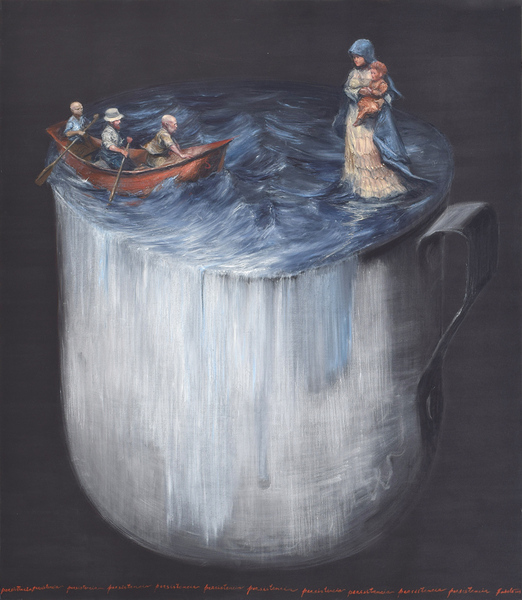 Roberto Fabelo<br> Persistence<br> (<i>Persistencia</i>), 2015<br> oil on canvas<br> 90 1/2 x 78 3/4 inches<br><br>
<i>Illustrations</i>:<br>
Illustrated in <i>Important Cuban Artworks, Volume Fourteen, Cernuda</i> Arte,<br>
Coral Gables, Florida, November 2016, pg. 114.