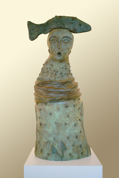 Manuel Mendive<br> River Waters<br> (<i>Aguas de Río</i>), 2014<br> bronze<br> 77 x 37 x 22 inches<br> 3/7, inscribed <i>Mendive</i> and numbered.<br><br>
<i>Exhibitions</i>:<br>
Exhibited in <i>Things that Cannot Be Seen Any Other Way: The Art of Manuel Mendive</i>,<br>
Frost Art Museum, Miami, Florida, November, 2013.<br>
This sculpture (different number) currently exhibited in the open air sculpture garden<br> of the Frost Art Museum, Miami, Florida.<br>
Also currently exhibited (different number) open air in the Seawall of Old Havana,<br> Avenue of the Port,
near the Alameda de Paula, Havana, Cuba.<br><br>
<i>Illustrations</i>:<br>
Illustrated (different number) in the book <i>Mendive</i>, Collage Ediciones,<br> Havana, 2015, page 220.<br><br>
Illustrated in <i>Important Cuban Artworks, Volume Fifteen, Cernuda</i> Arte,<br>
Coral Gables, Florida, November 2017, pg. 134.