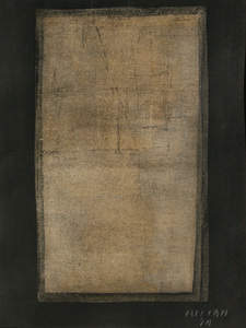 Raúl Milián<br>
Ideas<br> (<i>Ideas</i>), 1974<br>
mixed media on heavy paper laid down on board<br>
14 ⅞ x 11 1/8 inches<br><br>
Illustrated in <i>Important Cuban Artworks, Volume Fifteen, Cernuda</i> Arte,<br>
Coral Gables, Florida, November 2017, pg. 85.