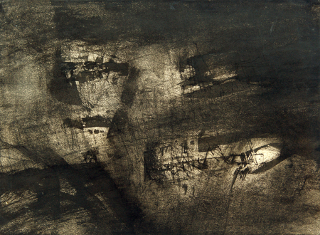 Raúl Milián <br> Impressions<br> (<i>Impresiones</i>), 1962<br> mixed media on heavy paper laid down on board<br> 11 x 14 ¾ inches<br><br>Illustrated in <i>Important Cuban Artworks, Volume Fifteen, Cernuda</i> Arte,<br>
Coral Gables, Florida, November 2017, pg. 85.