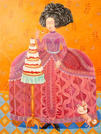 IRINA EL�N GONZ�LEZ<br>
Checkmate<br> 
(<i>Jaque Mate</i>), 2018<br>
acrylic on canvas<br>
47 � x 35 7/8 inches<br>
<b><FONT COLOR= red>SOLD</Font Color></b>