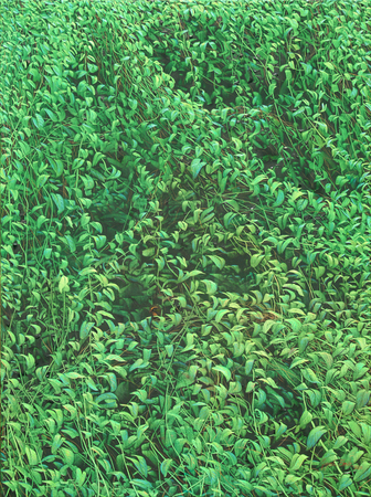 MIGUEL FLORIDO<br>
Paradise Found<br>
(<i>Un Paraso Encontrado</i>), 2017<br>
oil on canvas<br>
31  x 23  inches<br>
<b><FONT COLOR= red>SOLD</Font Color></b>