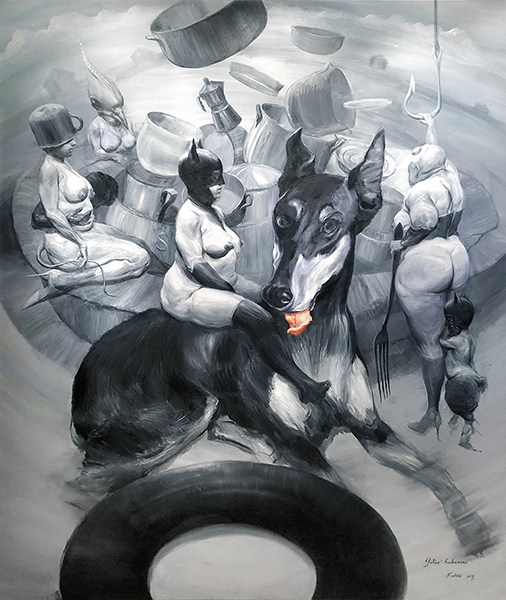 ROBERTO FABELO<br>
Gothic Habanero<br>
(<i>Gotico Habanero</i>), 2017<br>
oil on canvas<br>
92 1/2 x 79 1/2 inches