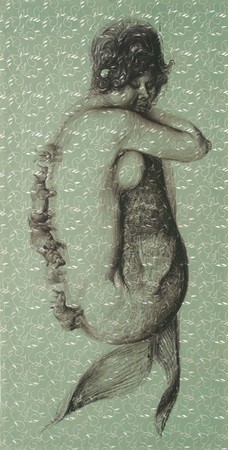 ROBERTO FABELO<br>
Suyu and the Romantic Rhinoceros <br>
(<i>Suyu y los Rinocerontes Romnticos</i>), 2016<br>
oil on silk<br>
47 3/4 x 94 inches