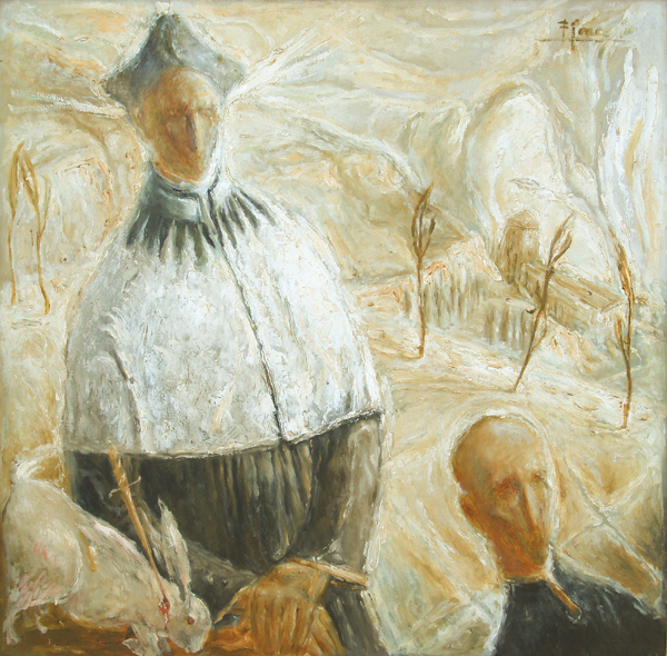 Fidelio Ponce de Len<br> San Ignacio de Loyola,</br> (<i>Saint Ignatius of Loyola</i>), ca. 1940<br> oil on canvas</br> 35 x 35 inches