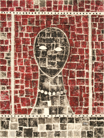 JUAN ROBERTO DIAGO<br>
Untitled [Look at Me]<br> 
(<i>Sin Ttulo</i> [<i>Mrame</i>]), 2018<br>
mixed media on canvas<br>
31 3/4 x 23 3/4 inches