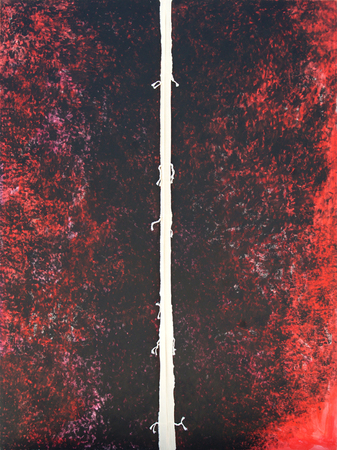JUAN ROBERTO DIAGO<br>
Looking for You on the Road<br>
(<i>Busc�ndote en el Camino</i>), 2012<br>
mixed media on canvas<br>
79 x 59 1/2 inches