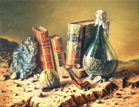 JOEL BESMAR (b.1968) <br>
Still Life? <br>
(<i>�Naturaleza Muerta?</i>) , 2018 <br>
oil on canvas <br>
20 � x 26 ⅞ inches <br>

