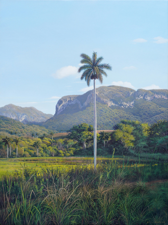 GIOSVANY ECHEVARR�A (b. 1971) <br>
Guardian of the Morning <br>
(<i>Guardi�n de la Ma�ana</i>), 2018 <br>
oil on canvas <br>
47 x 35 ⅜ inches
