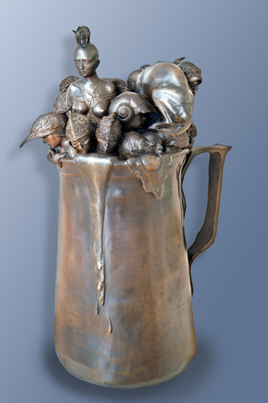 ROBERTO FABELO (b.1950) <br>
A Bit of Us <br>
(<i>Un Poco de Nosotros</i>), 2012 <br>
bronze sculpture, Artist Proof, 3 of 3 <br>
44 x 30 x 21 inches <br>
