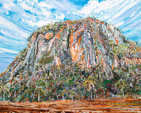 LILIAN GARCIA-ROIG (b. 1966) <br>
Grand Million Mogote Hill (Reconstructed Sights) <br> 
(<i>Gran Mill�n Mogote (Vistas Reconstruidas)</i>), 2018 <br>
oil on canvas <br>
48 x 60 inches