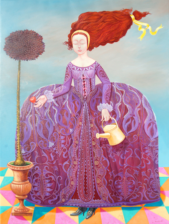 IRINA ELN GONZLEZ (b. 1978) <br>
The Fruit of Victory <br>
(<i>El Fruto de la Victoria</i>), 2017 <br>
acrylic on canvas <br>
47  x 35  inches
