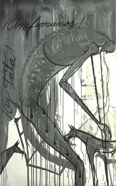 Jos� Bedia<br> Ay Tata, Amp�ranos</br> (<i>Oh Tata, Protect Us</i>), 1997<br> oil on canvas</br> 70 1/2 x 43 1/4 inches