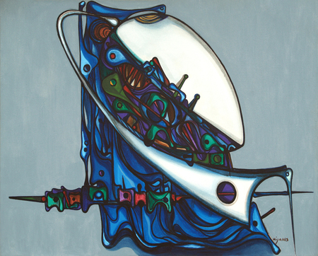 JOS MIJARES (19212004) <br>
Half Moon<br>
<i>(Media Luna)</i>, ca. 1976 <br>
oil on canvas <br>
24 x 30 inches 
