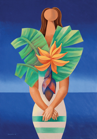 Mario Carreo<br>Chiquita Banana<br>(<i>Chiquita Banana</i>), 1986<br>oil on canvas<br>47 1/2 x 33 1/2 inches</br><br>This painting was exhibited in Carreo, April - May 1986, Acanthus Gallery, Coral Gables, FL.</br><br>Provenance: Leo Carreo (nephew of the artist), Miami, FL; Jos Ortega Collection, Key Biscayne, FL.