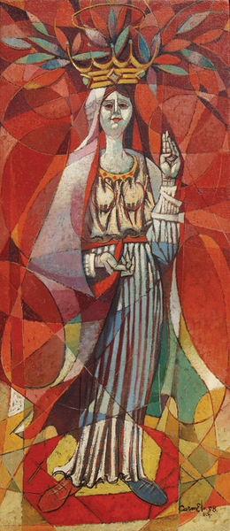 Carmelo Gonzlez<br>Figura<br>(<i>Figure</i>), 1958<br>oil on canvas<br>34 1/2 x 15 inches