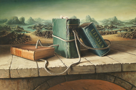 Joel Besmar<br>La Migracin de los Textos<br>(<i>The Migration of Texts</i>), 2011<br>oil on canvas<br>39 1/2 x 59 inches