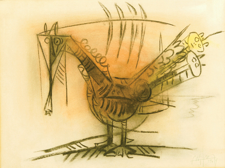 Wifredo Lam<br>Pjaro<br>(<i>Bird</i>), 1964<br>pastel on paper laid down on canvas<br>19 x 25 inches</br><br>This painting is accompanied by a photo-certificate of authenticity signed by Madame Lou Laurin Lam, dated September 22, 2011.