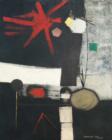 Antonio Vidal<br>Abstraccin<br>(<i>Abstraction</i>), 1958<br>oil on canvas<br>35 x 28 1/4 inches