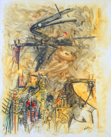 Wifredo Lam<br>Untitled, Femme nigmatique<br>(<i>Enigmatic Woman</i>), 1970<br>oil on canvas<br>63 x 51 inches</br><br>This painting was exhibited in <i>Wifredo Lam</i>, Galerie Maeght Lelong, 1987, Zurich, Germany, and illustrated in the corresponding exhibition catalog, no. 9.</br><br>Also exhibited in<i> Wifredo Lam, leos, pasteles y aguafuertes</i>, Galera Der Brcke, Buenos Aires, Argentina, and illustrated in the corresponding exhibition catalog, page 12.</br><br>This painting is illustrated in <i>Wifredo Lam: Catalogue Raisonn of the Painted Work, Volume II, 1961-1982</i>, Acatos, Project Director: Eskil Lam, page 331, No. 70-34.</br><br>This painting is accompanied by a photo-certificate of authenticity signed by Lou Laurin Lam, dated January 22, 1992, No. 92-04.